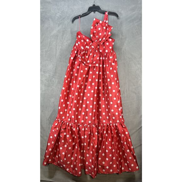 Anthropologie Astu Sally Bow Midi Dress Size Medium Red Polka Dot - Picture 2 of 10